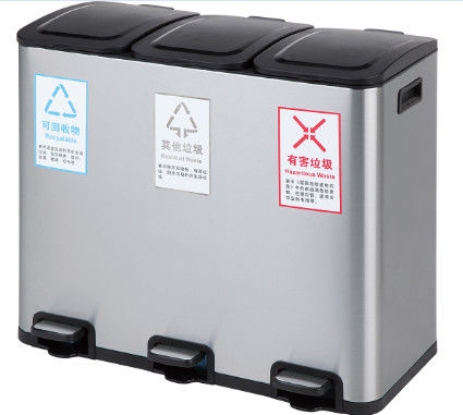 3 en 1 compartimiento de acero inoxidable del pedal de 20 litros